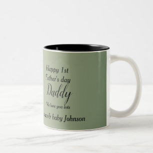 Caneca De Café Em Dois Tons Dia de os pais de flor selvagem verde de cor amare