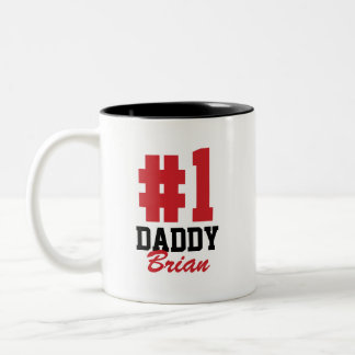 Caneca De Café Em Dois Tons Dia de os pais de Nome Personalizado do Pai Número