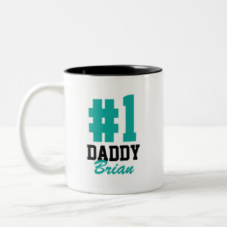 Caneca De Café Em Dois Tons Dia de os pais de Nome Personalizado do Pai Número