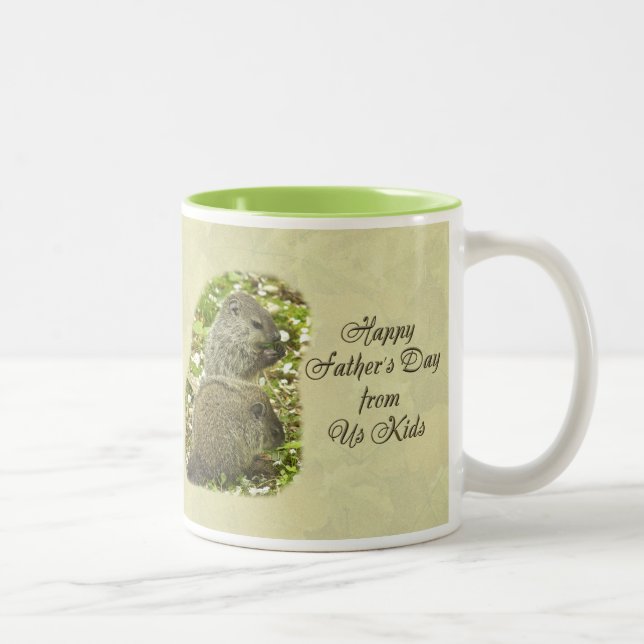 Caneca De Café Em Dois Tons Dia de os pais Feliz - Bebê Groundhogs (Direita)