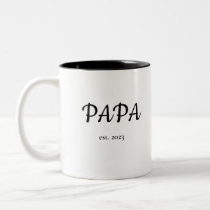 Caneca De Café Em Dois Tons Dia de os pais moderno Papa Est. Data com Crianças