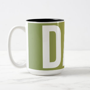 Caneca De Café Em Dois Tons Dia de os pais verde de palavra gradiente amarelo