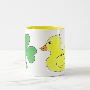 Caneca De Café Em Dois Tons Dia de São Patrício Ducky Duck Ducky