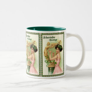 Caneca De Café Em Dois Tons Dia de São Patrício Vintage Senhora Música Musicis