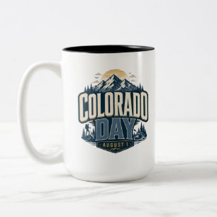 Caneca De Café Em Dois Tons Dia do Colorado, Colorado 150º Patriótico Retro Mo