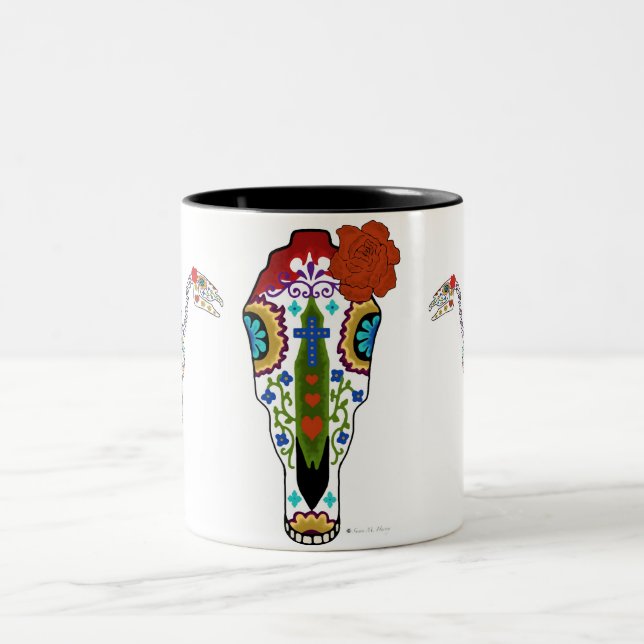Caneca De Café Em Dois Tons Dia do crânio do cavalo do morto (Centro)