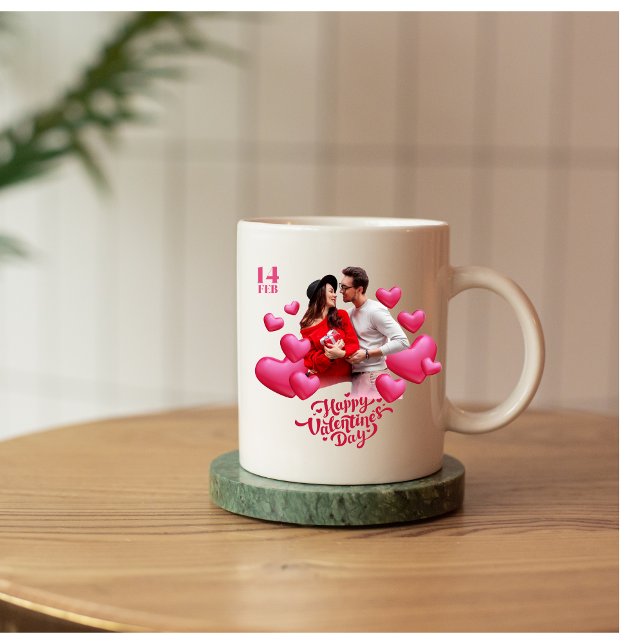 Caneca De Café Em Dois Tons dia do namorados moderno rosa (red white modern valentine day mug)