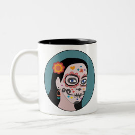Caneca De Café Em Dois Tons Dia dos Mortos de Los Muertos