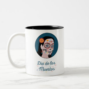 Caneca De Café Em Dois Tons Dia dos Mortos de Los Muertos