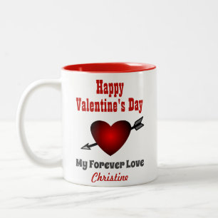 Caneca De Café Em Dois Tons Dia dos Namorados Coração Feliz Amor Para Sempre
