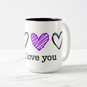 Caneca De Café Em Dois Tons Dia dos Namorados Dia dos Namorados Coração Roxo