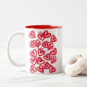 Caneca De Café Em Dois Tons Dia dos Namorados do Coração Grande