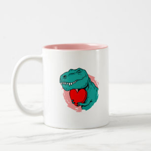 Caneca De Café Em Dois Tons Dia dos Namorados Felizes do Dinossauro