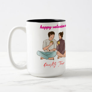 Caneca De Café Em Dois Tons dia dos namorados qualidade tempo ficar juntos