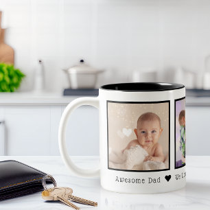Caneca De Café Em Dois Tons Dia dos Pais 3 Fotos Personalizadas