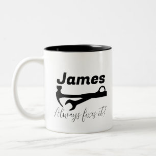 Caneca De Café Em Dois Tons Dia dos Pais Ferramentas de Mecânico Pai