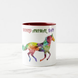 Caneca De Café Em Dois Tons Dia Mundial dos Animais