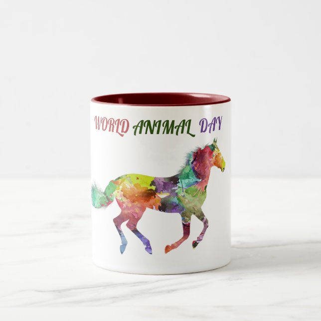Caneca De Café Em Dois Tons Dia Mundial dos Animais (Centro)
