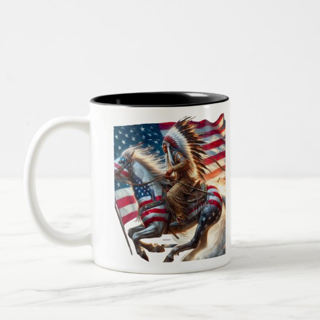 Caneca De Café Em Dois Tons Dia Nacional Americano (Esquerda)