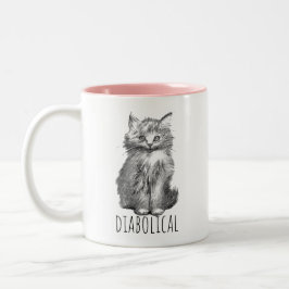 Caneca De Café Em Dois Tons Diabólico Gatinho Fofinho e Felpudo
