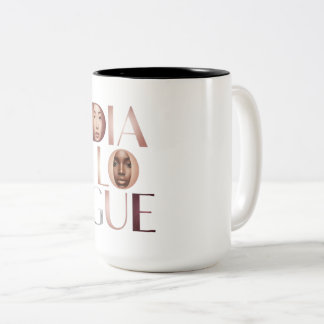 Caneca De Café Em Dois Tons Dialogue Faces Gradient Letters Mug