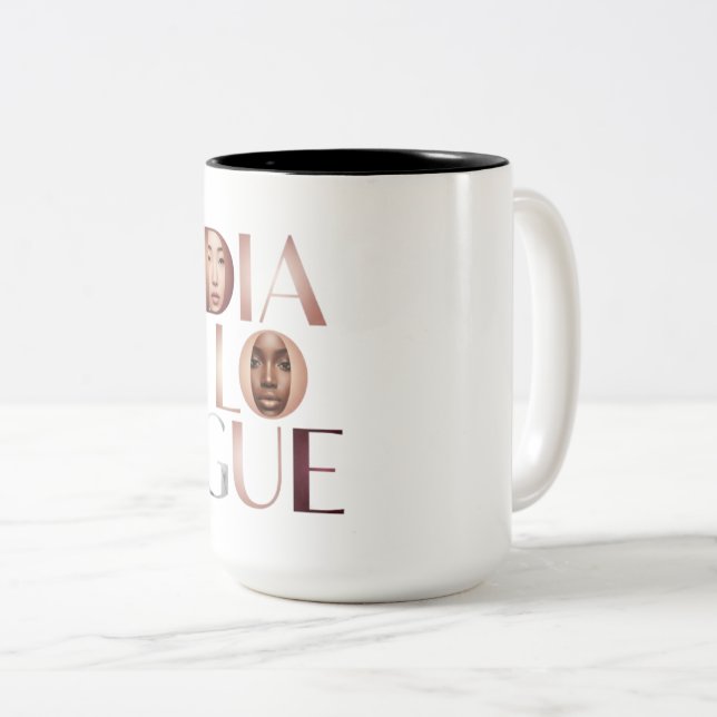 Caneca De Café Em Dois Tons Dialogue Faces Gradient Letters Mug (Frente Esquerda)