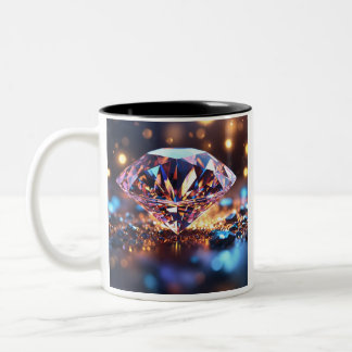 Caneca De Café Em Dois Tons "Diamond Dazzle: Elegante Mug Design"
