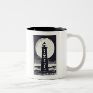 Caneca De Café Em Dois Tons Diamond Head Lighthouse Hawaii Moon