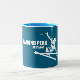 Caneca De Café Em Dois Tons Diamond Peak Lake Tahoe Skier