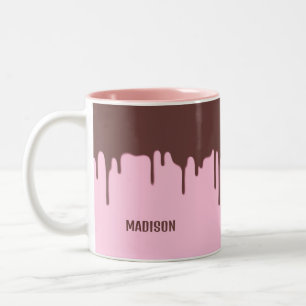 Caneca De Café Em Dois Tons Dica de Chocolate de Nome Personalizado