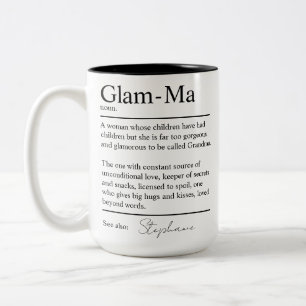 Caneca De Café Em Dois Tons Dicionário de Definição Personalizado Glam-Vó Vó