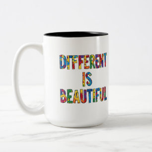 Caneca De Café Em Dois Tons Diferente É Bonito - Consciência Autista