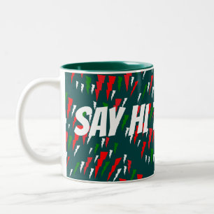 Caneca De Café Em Dois Tons Diga oi para os Papais noeis design vermelho branc