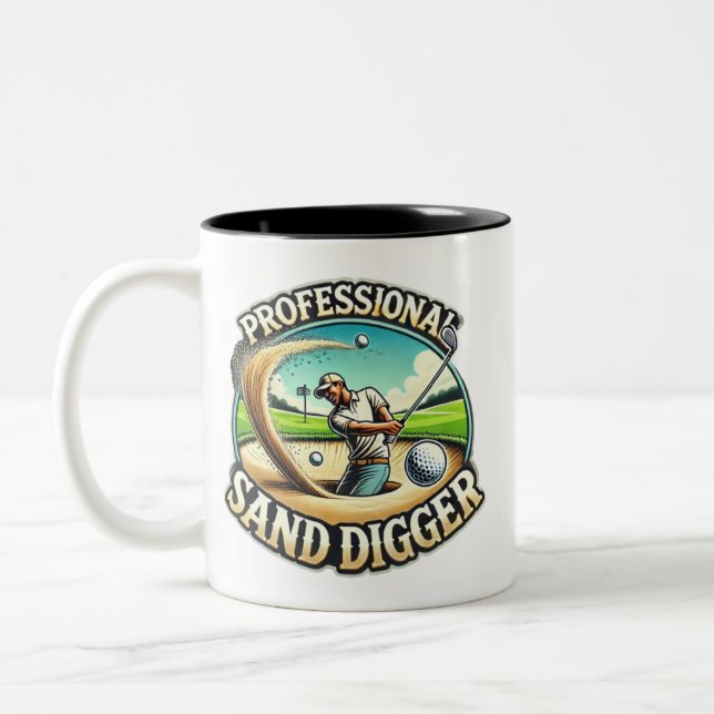Caneca De Café Em Dois Tons Digger de Areia Profissional - Humor de Golfe (Esquerda)