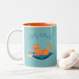Caneca De Café Em Dois Tons Dilly Dallying Orange Cat