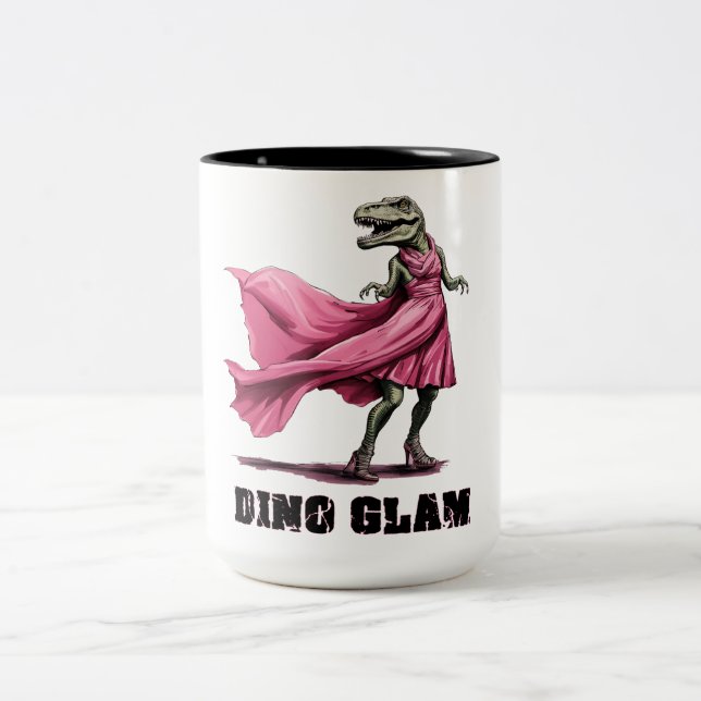Caneca De Café Em Dois Tons Dino Glam Dinosaur (Centro)