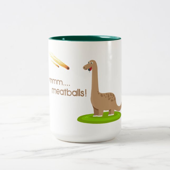 Caneca De Café Em Dois Tons Dinosaur Meteor Meatball (Centro)