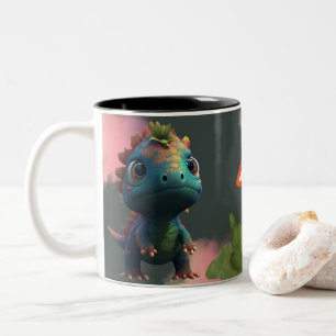 Caneca De Café Em Dois Tons Dinossauro com Pré-História Colorida• Dino diverti