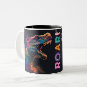Caneca De Café Em Dois Tons Dinossauro com Pré-História Colorida• Dino diverti