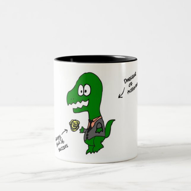 Caneca De Café Em Dois Tons Dinossauro da realização (Centro)