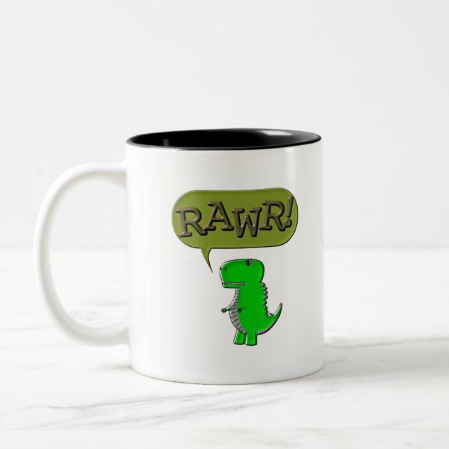 Caneca De Café Em Dois Tons Dinossauro De Brinquedos Bonitos E Zangados (Esquerda)