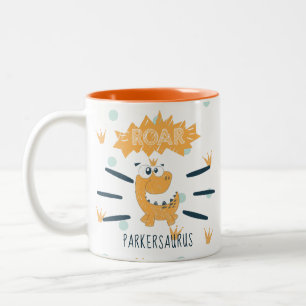 Caneca De Café Em Dois Tons Dinossauro de Rota Personalizado