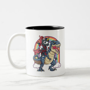 Caneca De Café Em Dois Tons Dinossauro do Unicorn Ninja Riding