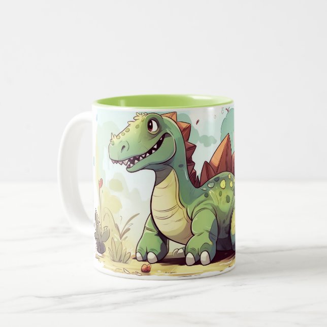 Caneca De Café Em Dois Tons Dinossauro Mug - Estou sentindo Dino-mite (Frente Esquerda)