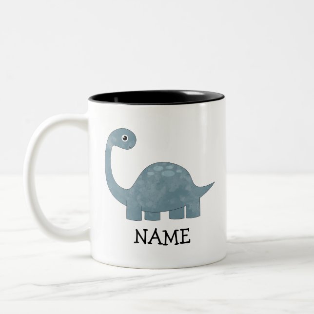 Caneca De Café Em Dois Tons Dinossauro Personalizado Para Crianças Personaliza (Esquerda)
