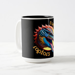 Caneca De Café Em Dois Tons Dinossauro Raptores Radicais