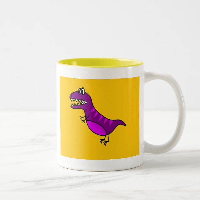 Caneca De Café Em Dois Tons Dinossauro roxo, bravo e bonito (Direita)