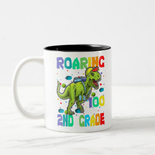 Caneca De Café Em Dois Tons Dinossauro T-Rex Rurgindo Em 100 Dias De segundo