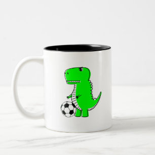 Caneca De Café Em Dois Tons Dinossauro Verde Adora Futebol