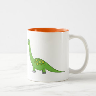 Caneca De Café Em Dois Tons Dinossauro verde bonito+Personalize o nome